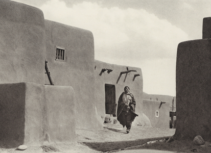 New Mexico, Pueblo of San Geronimo de Taos (b/w photo)