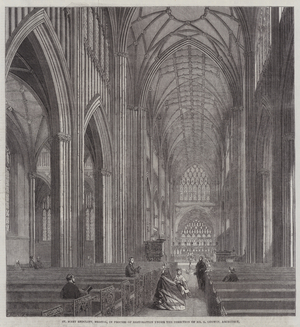 St Mary Bedcliff, Bristol, in Process of Restoration under the Direction of Mr G Godwin, Architect (engraving)