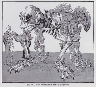 Prehistoric skeleton of a Megatherium, or giant ground sloth (litho)