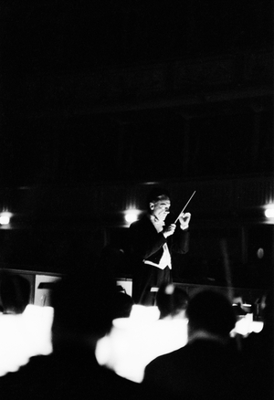 Herbert von Karajan conducting a performance at the Vienna ..., 1957 (photo)