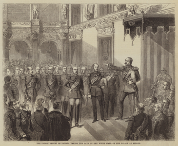 The Prince Regent of Prussia taking the Oath in the White Hall of the Palace at Berlin (engraving)
