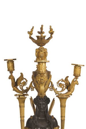 Pair of Monumental Candelabra, Empire Period, early 19th century (gilded bronze)