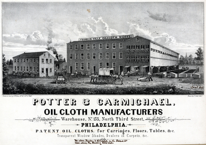 Potter & Carmichael, oil cloth manufacturers warehouse, No. 135, North Third Street, Philadelphia, printed by Frederick Kuhl, April 1849 (litho)



