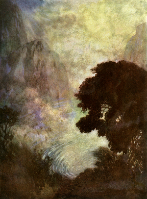 The Valley of Unrest illustration for Edgar Allan Poe poem (lithograph)