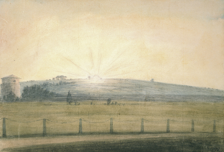 Sun Setting seen from the Observatory at Oxford, 20 December 1784 (watercolour over graphite, on paper)