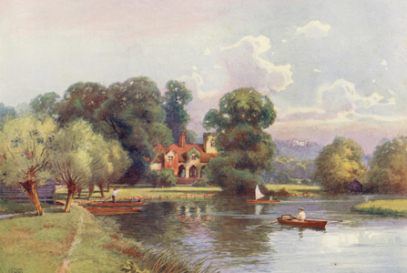 River Thames: Medmenham Abbey (colour litho)