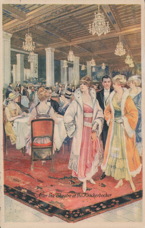 After the theatre at the Knickerbocker (chromolitho)