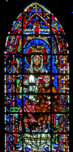 Window w100 depicting the Virgin and Child (stained glass)