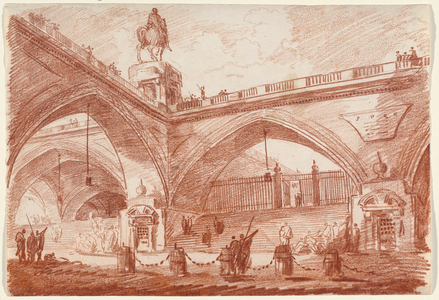 Architectural Fantasy with a Triumphal Bridge, c.1760 (red chalk on paper)