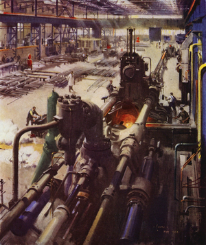 Extrusion Press at the Hereford Works of Henry Wiggin (colour litho)