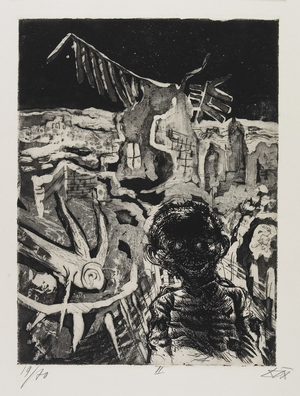 Nächtliche Begegnung mit einen Irrsinnigen (A Nocturnal Encounter with an Insane Man), plate 22 from Der Krieg (The War), 1924