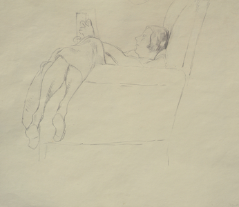 Nina Hamnett Reading, c.1917 (pencil on paper)