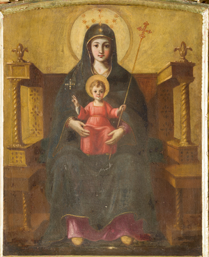 Madonna Enthroned with Child, 16th century (oil on canvas)
