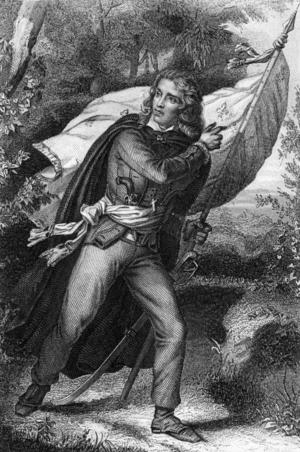 Jacques Cathelineau (1759-1793) royalist leader in Vendee during French Revolution, engraving by Leguay after a drawing by Lacauchie