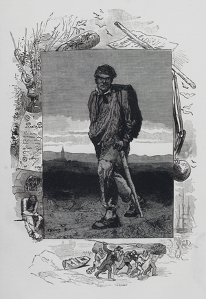 Scene from Les Miserables, by Victor Hugo: Jean Valjean (engraving)