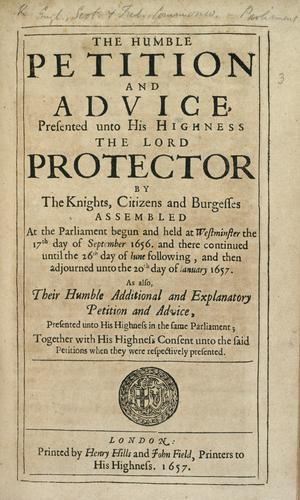 A petition to Oliver Cromwell, Lord Protector