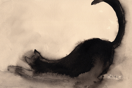 Annabelle  Cat  Stretching, c.2019 (ink on paper)