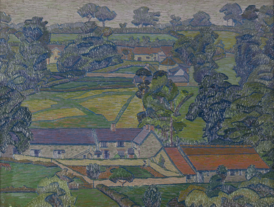 Landscape with Farmhouses, c.1912-13 (oil on canvas)