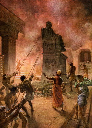 King  Josiah cleansing the land of idols. - Bible