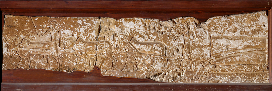 Egyptian art: Scene of the transport of a big stone, Maasara, XVIII Dynasty (stone)