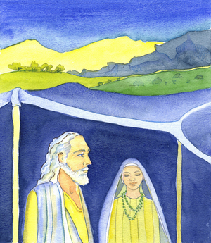 Abraham and Sarah, 2001 (w/c on paper)