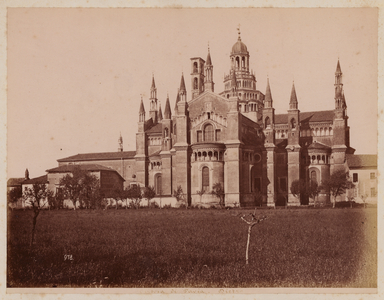 La Certosa di Pavia: Back-View of the Certosa (b/w photo)