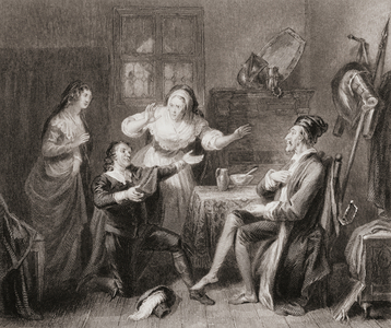 Don Quixote and Sampson Carrasco. From an original drawing by J.M. Wright.