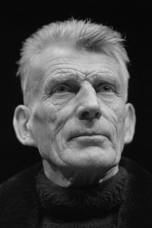 Samuel Beckett at the Royal Court Theatre, London in January 1973 (b/w photo)