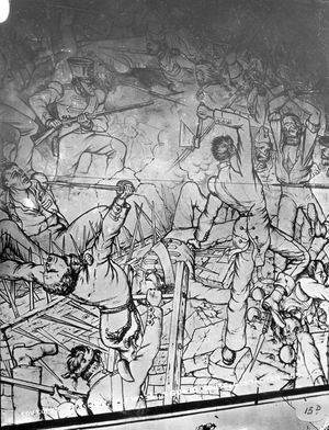 Gibraltar.  Frescoes on walls of Guard Room