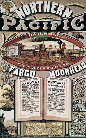 Advertisement for Northern Pacific Railway in USA, c. 1871