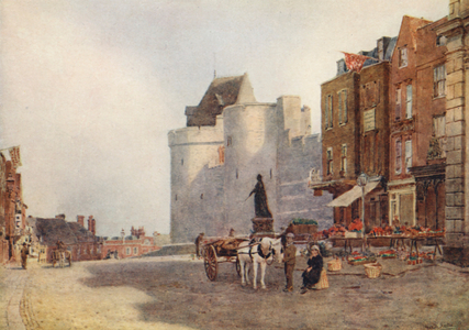 Windsor Market, Early Morning (colour litho)