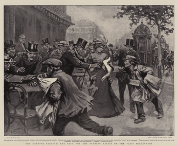 The Dreyfus Verdict, the Rush for the Evening Papers on the Paris Boulevards (litho)