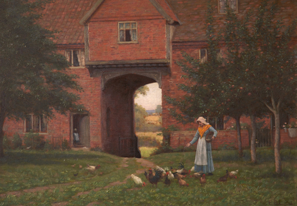 Hales Old Hall, Hales Green, near Norwich, Norfolk, 1913 (oil on panel)