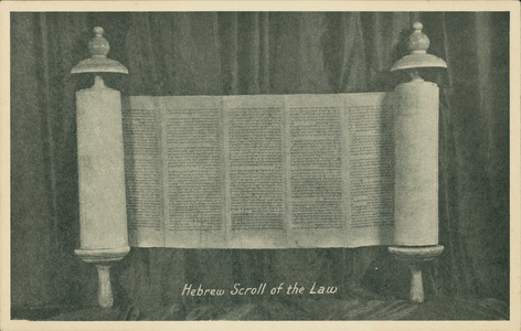 Hebrew Scroll of the Law (b/w photo)