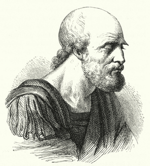 The Byzantine general Belisarius as an old man (engraving)