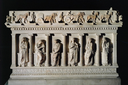 The Sarcophagus of Mourning Women, a column-type sarcophagus, royal necropolis at Sidon