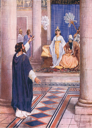 Achab, king of Israel , from Bible Stories for Catholic Children pub.by Sands and Company, 1911 (colour litho)