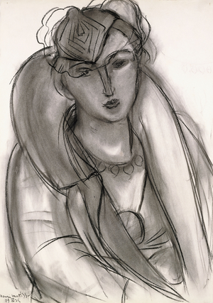 Lydia (Study for Portrait in Blue Jacket), 1935 (charcoal on paper)