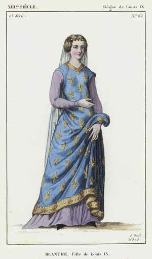 XIII Siecle, Regne de Louis IX, Blanche, Fille de Louis IX (coloured engraving)