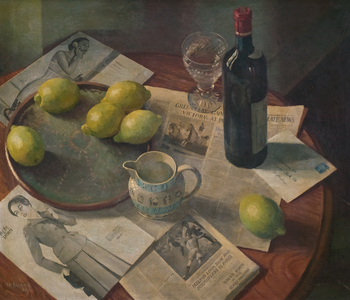 Still Life with Château Calon-Ségur 1943, 1956 (oil on hardboard)