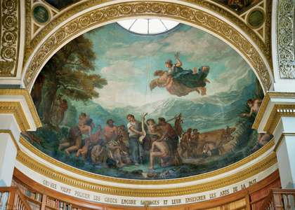 Cupola in the Assemblee nationale, Paris: Orpheus comes to the yet savage Greeks and teaches them the arts of peace