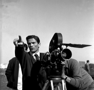 Director Pier Paolo Pasolini on set of film "La Ricotta" October 23, 1962