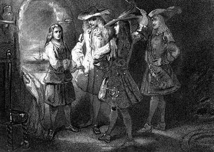The Marquis de Cavoye threatening Jean Bart, 19th century (engraving)