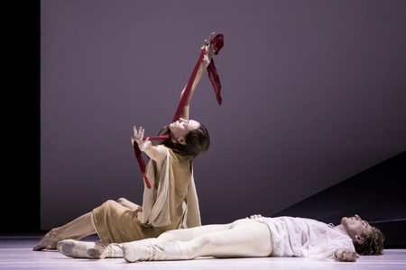 Francesco Resch as Romeo and Olga Smirnova as Juliet, 'Romeo and Juliet' performed by Ballets de Monte Carlo at Teatro de la Maestranza, Seville, Spain, 10 January 2023 (photo)