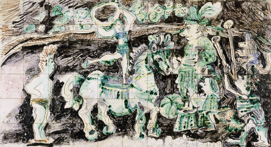 Circus Games; Jeux de Cirque, 1957 (ceramic pastels and glaze on tiles)