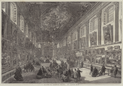 A Visit to Greenwich Hospital, the Painted Hall (engraving)