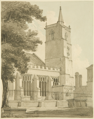 St James's Church, from the south-west (pencil & watercolour on paper)