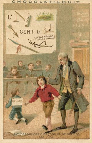 Speech is silver and silence is golden (chromolitho)