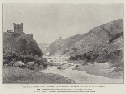 The Indian Frontier Rising, Occupation of the Khyber, View at the Lower End of Ali Musjid Gorge (litho)