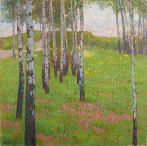 Birch grove in the evening light, c.1902 (oil on canvas)